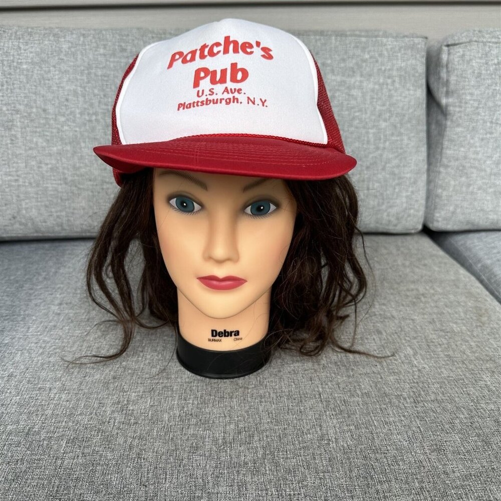 Vintage Hat Snapback Trucker Hat Patche's Pub Plattsburgh NY Red White